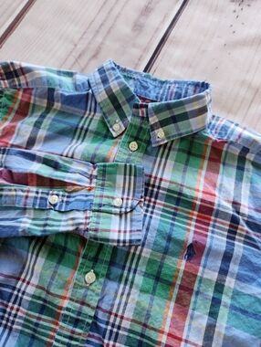 Polo Ralph Lauren Long Sleeve Plaid Shirt Blue Green Red | Big Boy's Size L
